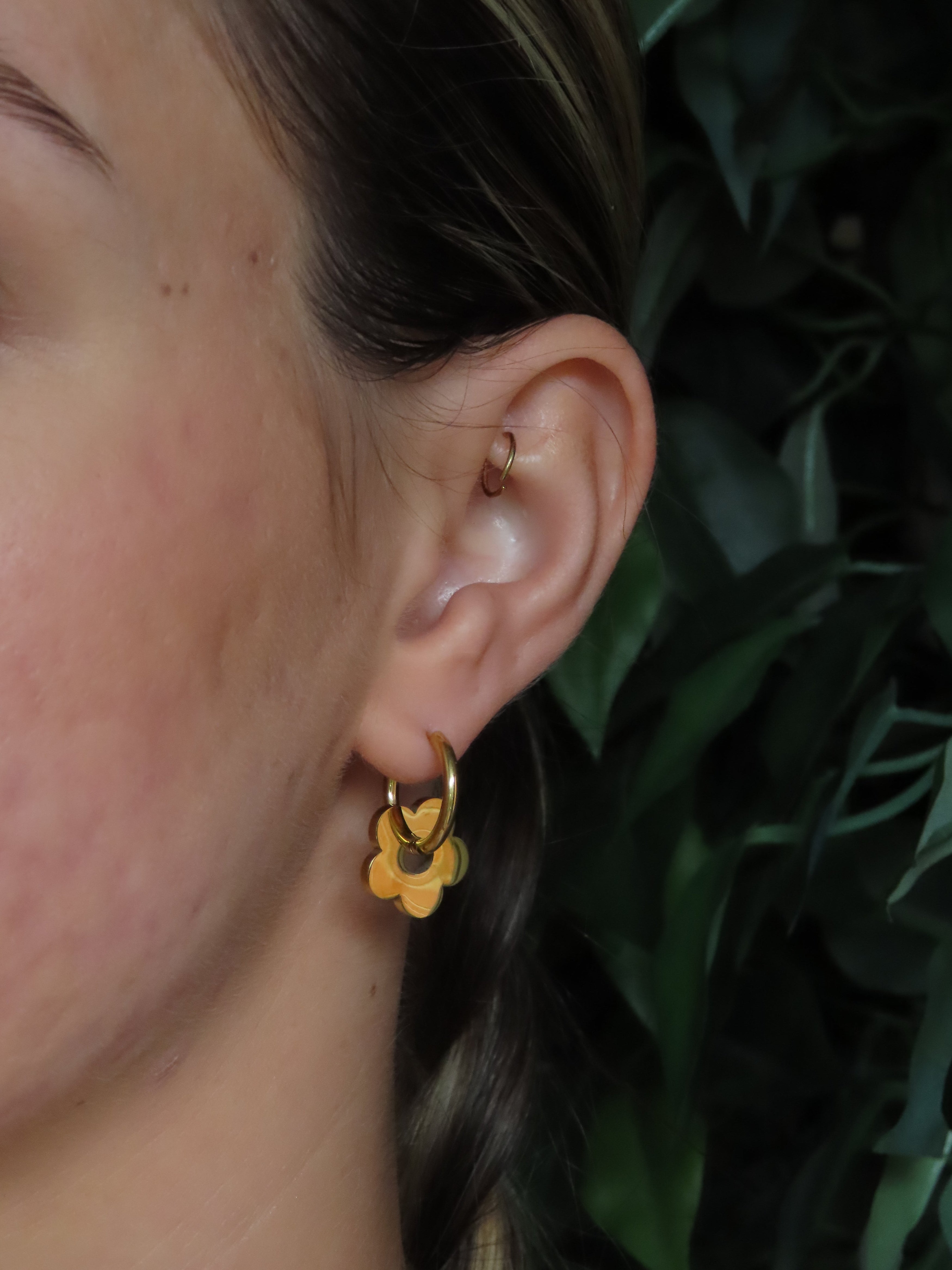 Gold Flower Hoops