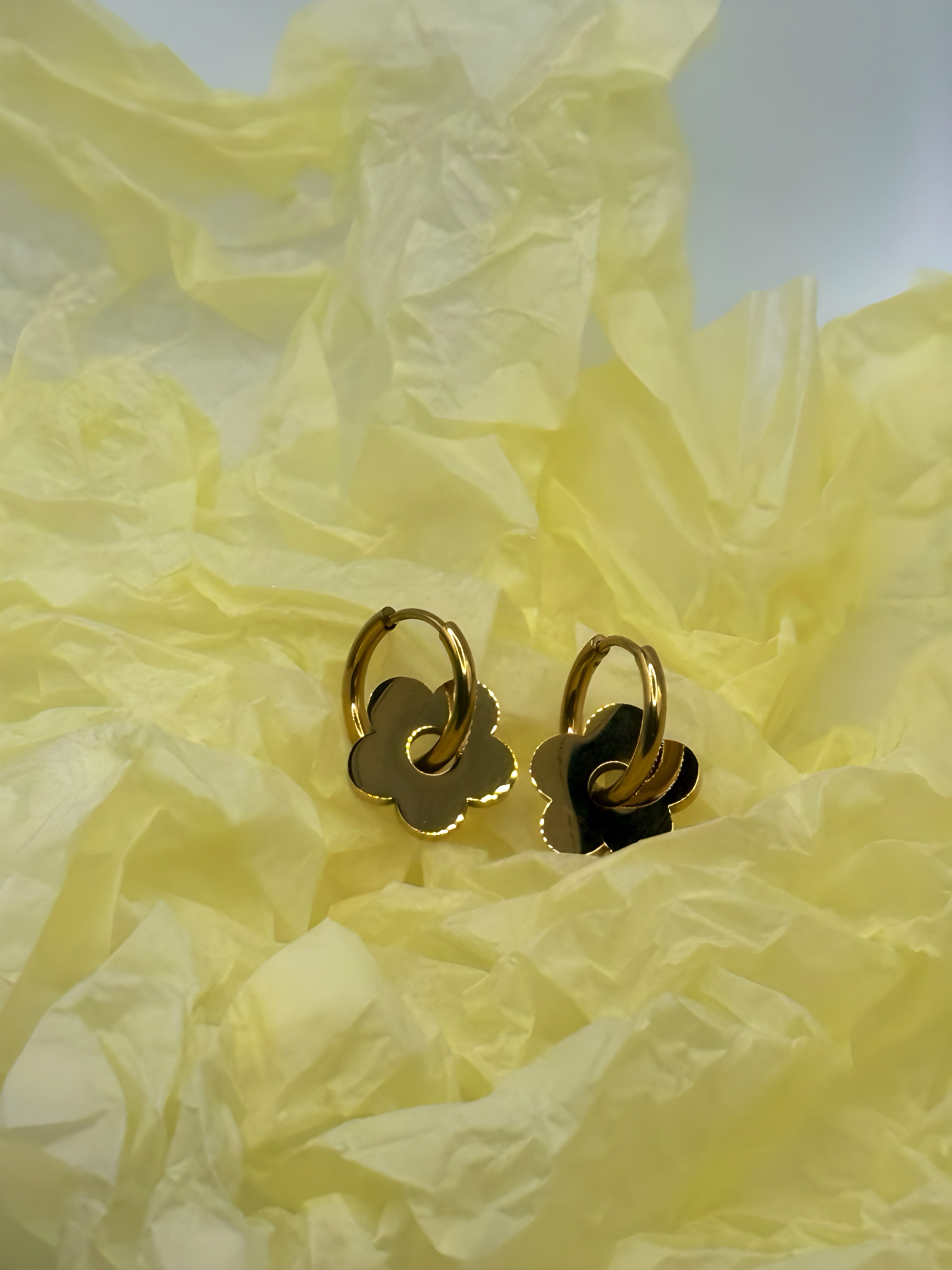 Gold Flower Hoops