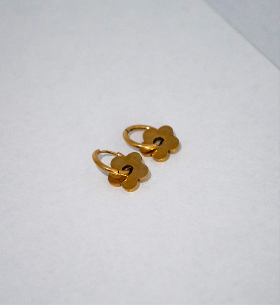 Gold Flower Hoops